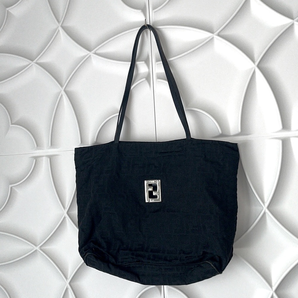 Fendi vtg black zucca print tote bag
